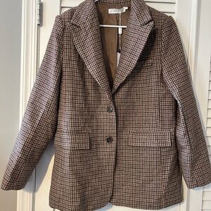 Astr the Label Brown Houndstooth Women's Blazer